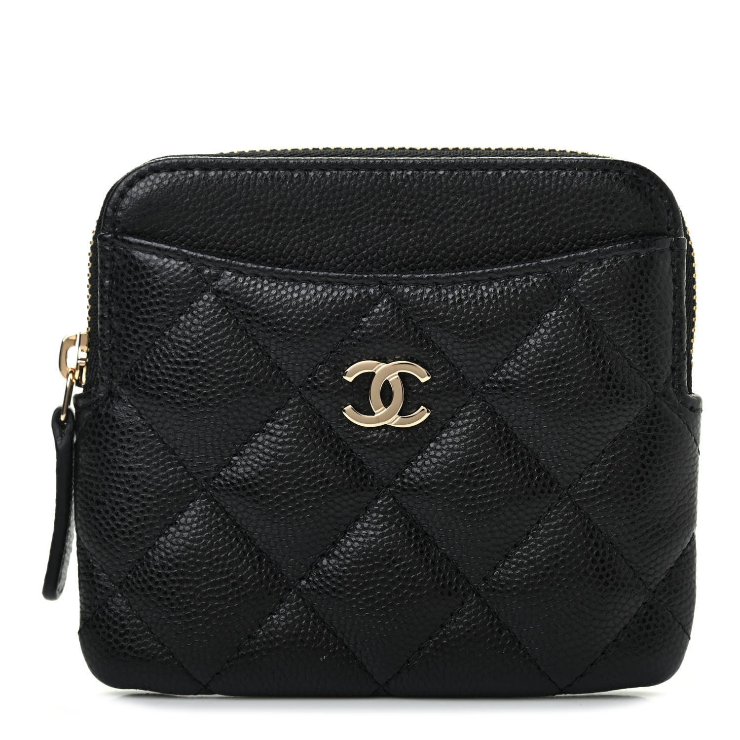 Chanel Caviar Quilted Zip Card Holder Wallet Black 1 of 6