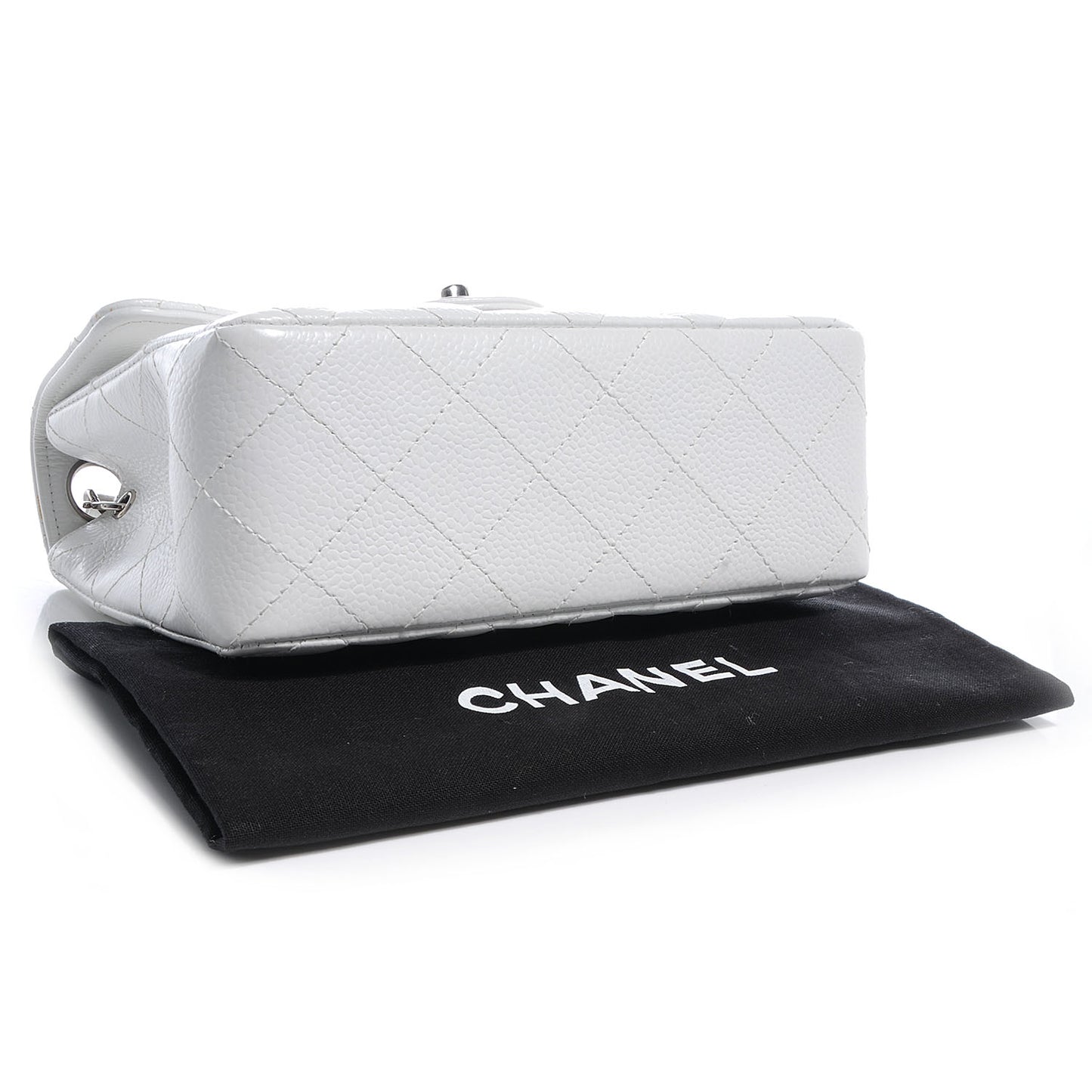 Caviar Quilted Mini Square Flap White