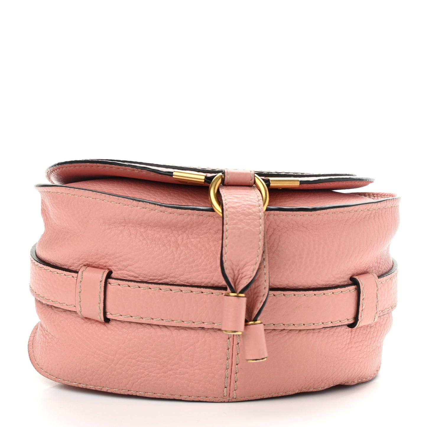 Calfskin Mini Marcie Round Crossbody Bag Fallow Pink
