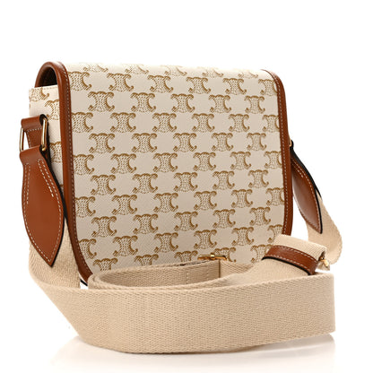 Celine Triomphe Canvas Large Strap Folco Bag White 3 of 8
