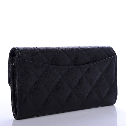 Chanel Caviar Quilted Medium Gusset Flap Wallet Black 3 of 8