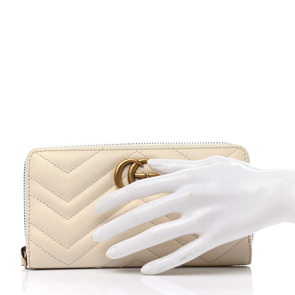 Gucci Calfskin Matelasse GG Marmont Zip Around Wallet White 2 of 7
