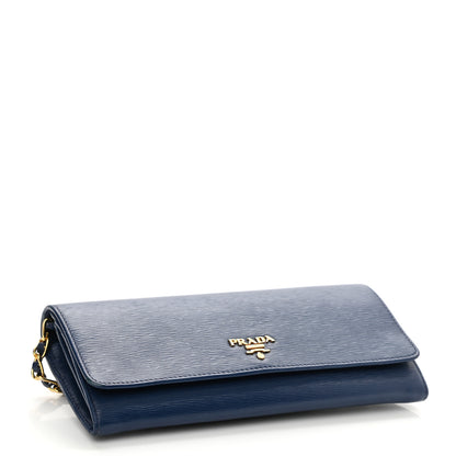 Prada Saffiano Metal Oro Chain Wallet Bleuette 4 of 7