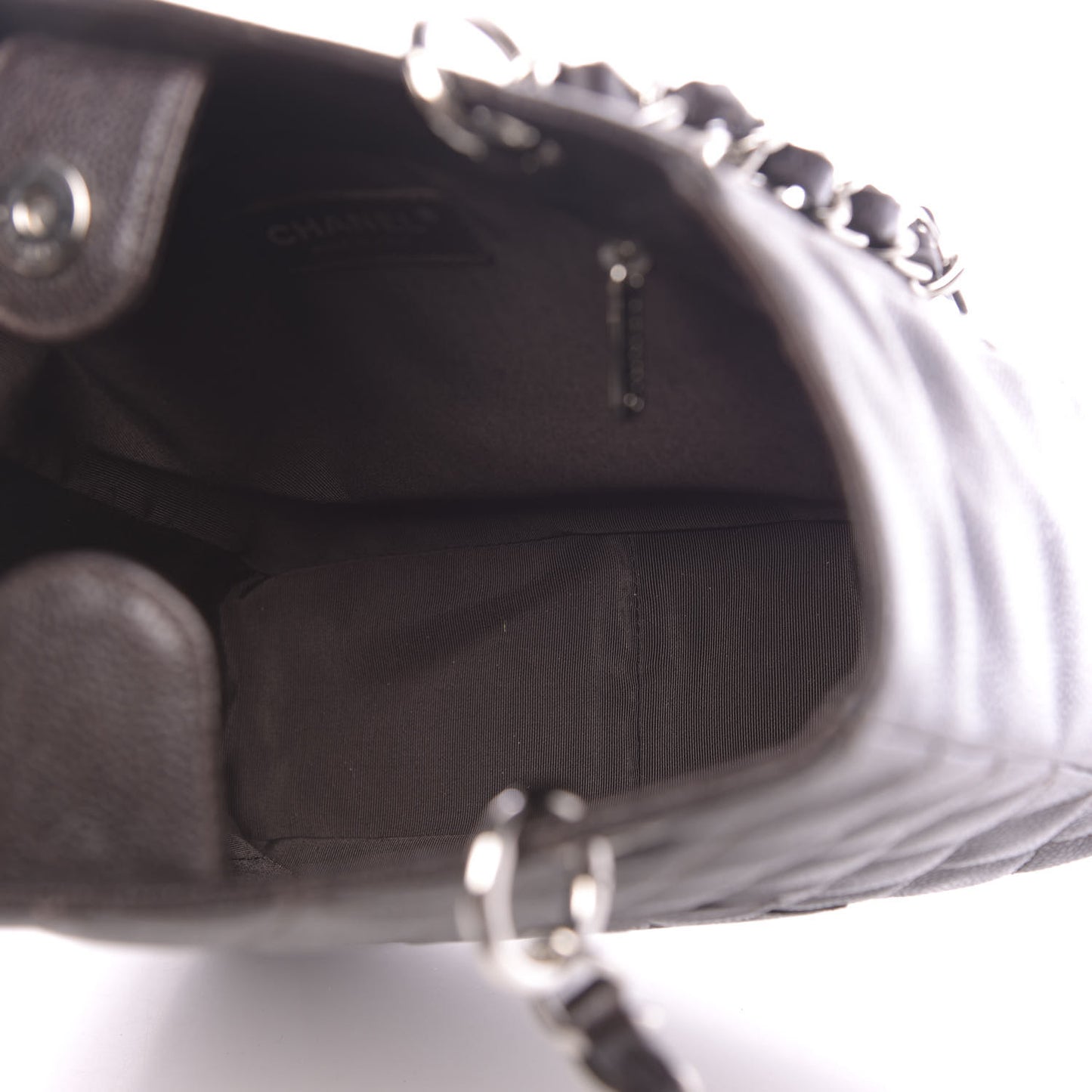 Caviar Quilted Petit Shopping Tote PST Dark Brown