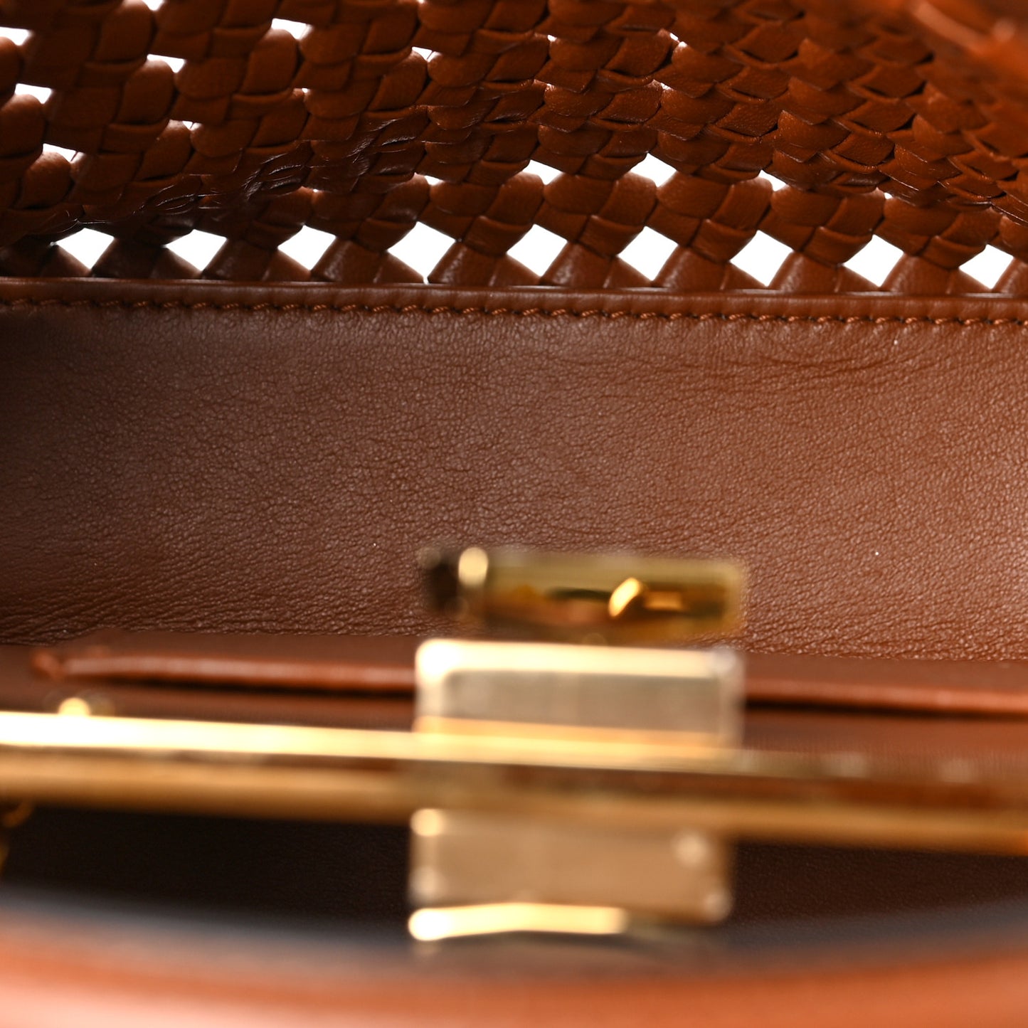 Nappa Woven Mini Peekaboo Iconic Satchel Cuoio
