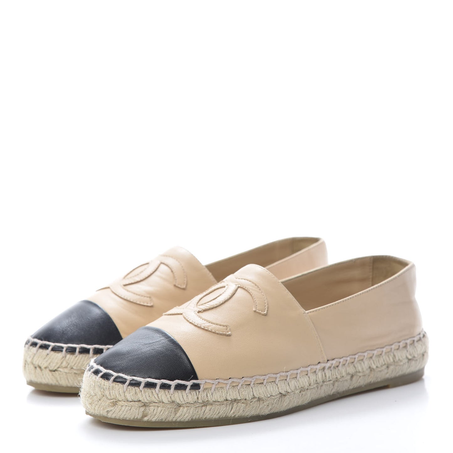 Lambskin CC Espadrilles 36 Beige Black