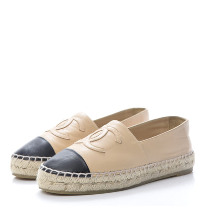 Chanel Lambskin CC Espadrilles 36 Beige Black 3 of 10