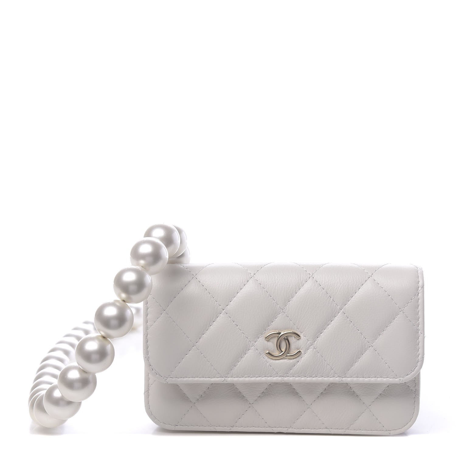 Chanel Calfskin Quilted Pearl Clutch With Chain White 1 of 12