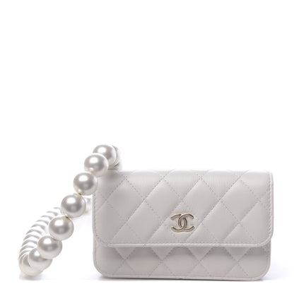 Chanel Calfskin Quilted Pearl Clutch With Chain White 1 of 12