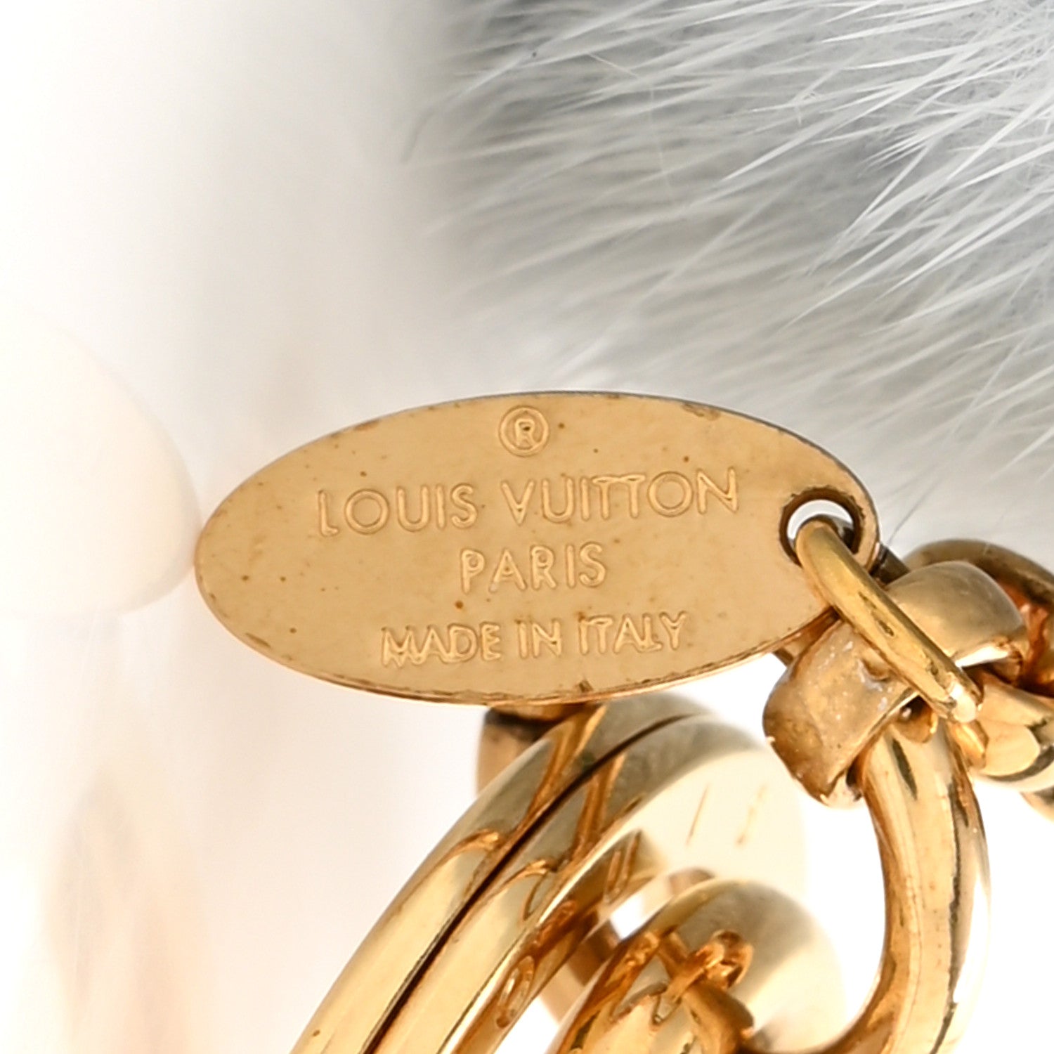 Louis Vuitton Resin Wood Mink Fur Vivienne Ski Bag Charm Key