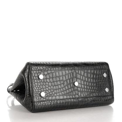 Saint Laurent Calfskin Crocodile Embossed Small Cabas Rive Gauche Black 4 of 8