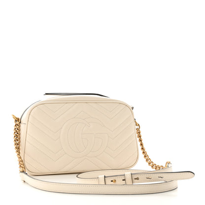 Gucci Calfskin Matelasse Small GG Marmont Chain Shoulder Bag White 3 of 10