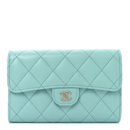 Chanel Caviar Quilted Medium Flap Wallet Turquoise 1 of 8