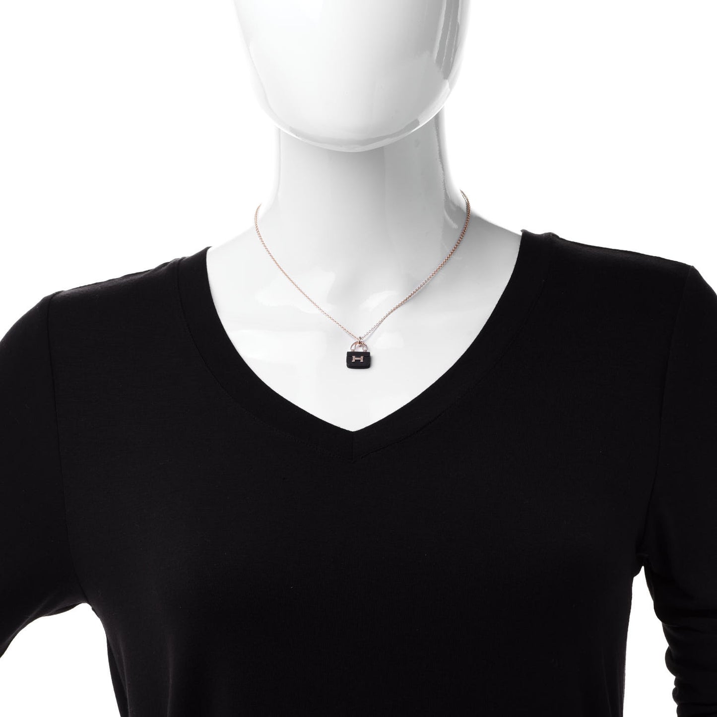 18K Rose Gold Black Jade Constance Amulettes Pendant Necklace