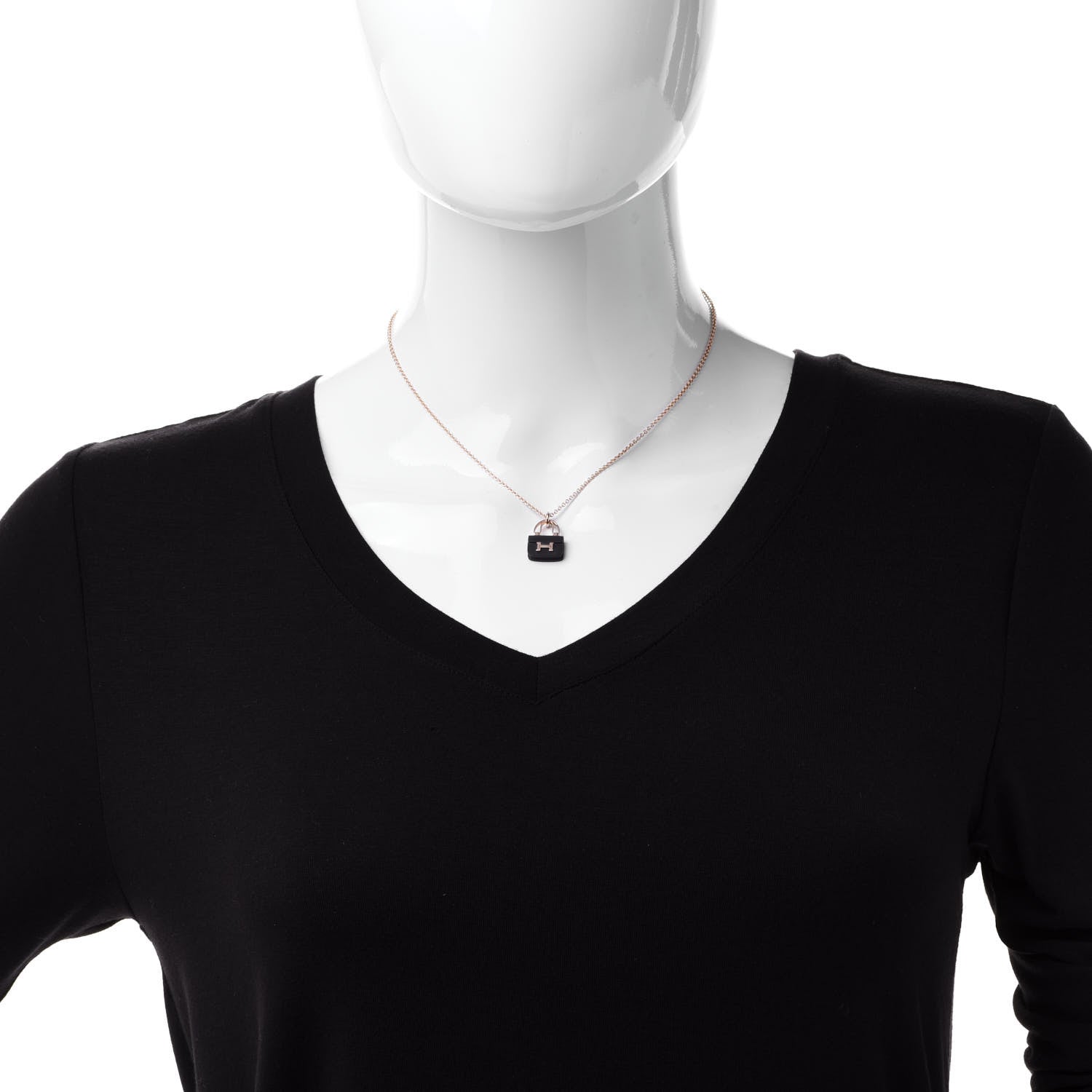 Hermes 18K Rose Gold Black Jade Constance Amulettes Pendant Necklace 2 of 7