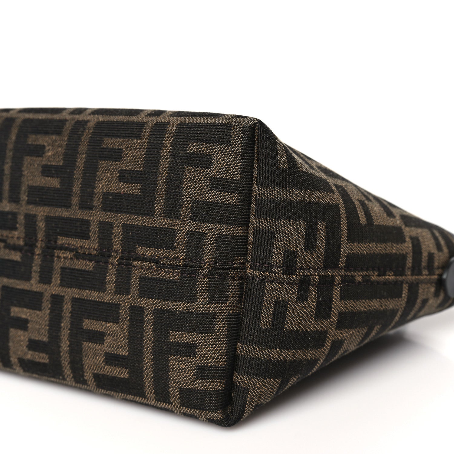 Fendi Fabric Jacquard Vitello Grace FF 1974 Mini Roll Tote Tobacco Moro Ebano 10 of 11