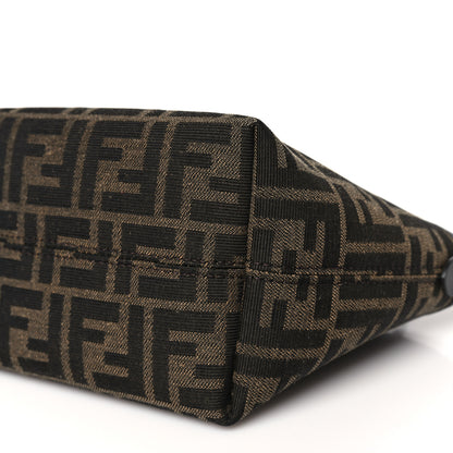 Fendi Fabric Jacquard Vitello Grace FF 1974 Mini Roll Tote Tobacco Moro Ebano 10 of 11