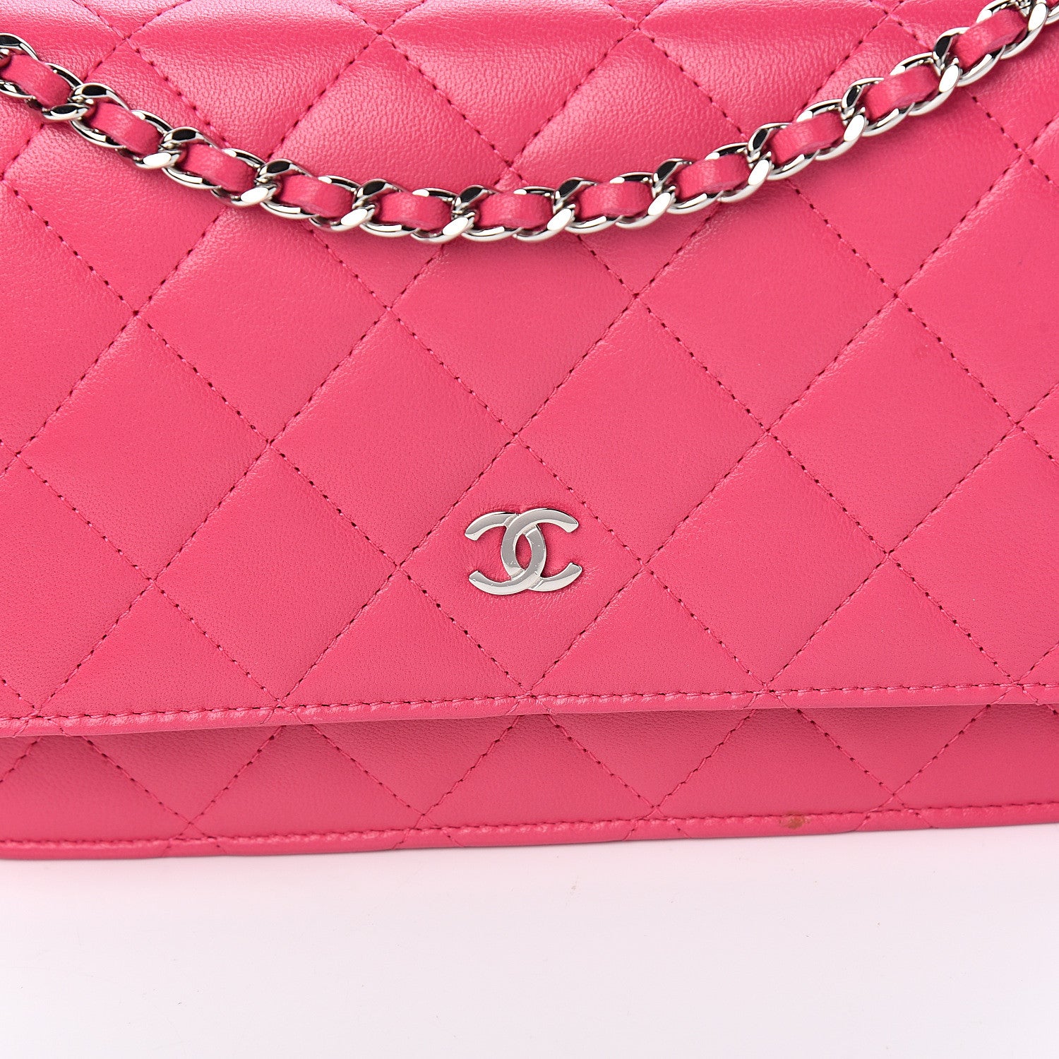 Chanel Lambskin Quilted Wallet On Chain WOC Pink 11 of 12