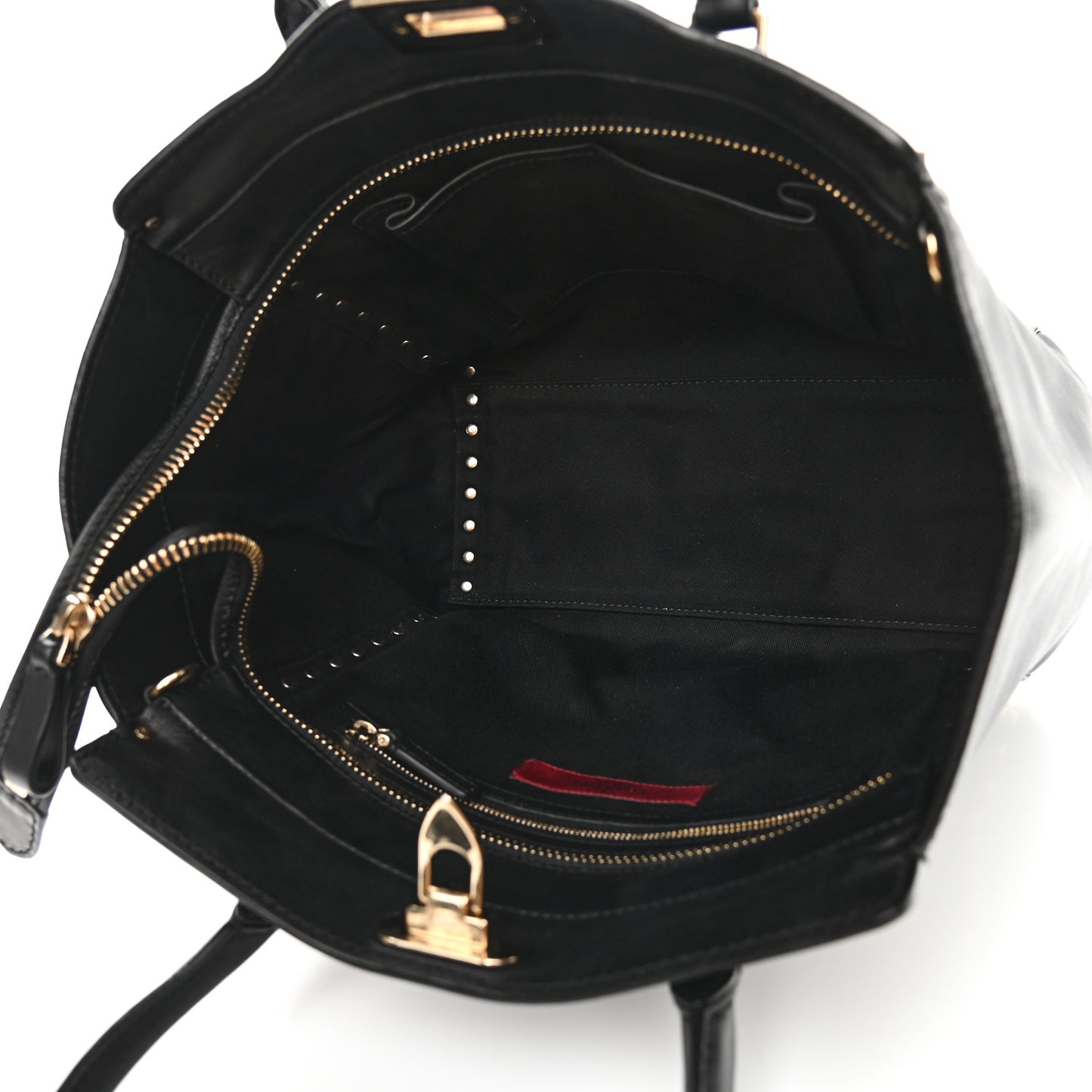 Vitello Rockstud Double Handle Tote Black