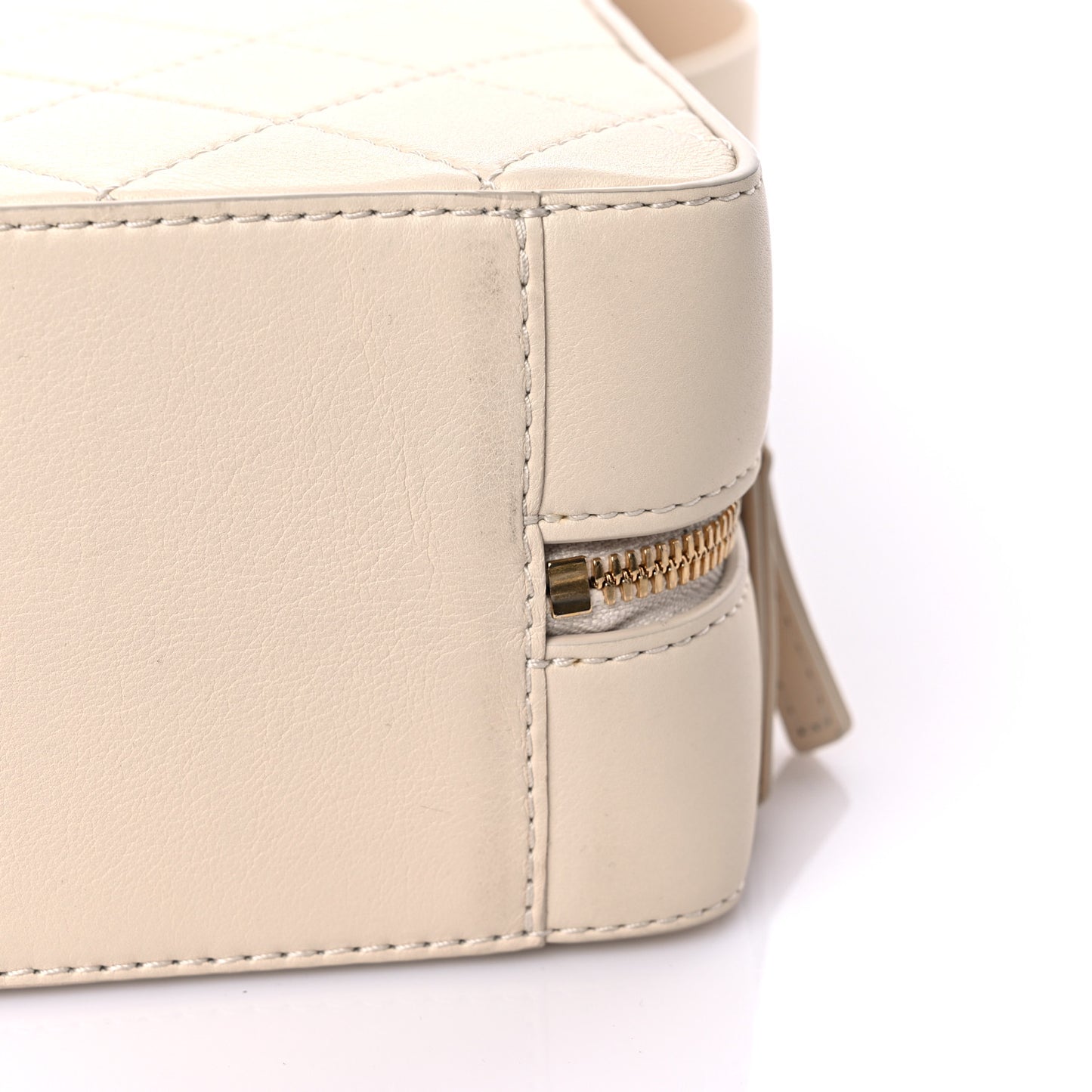 Calfskin Quilted Travel Kit Vanity Case Beige