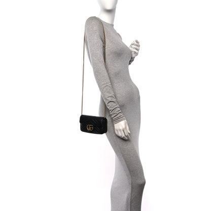 Gucci Calfskin Matelasse Super Mini GG Marmont Shoulder Bag Black 2 of 10