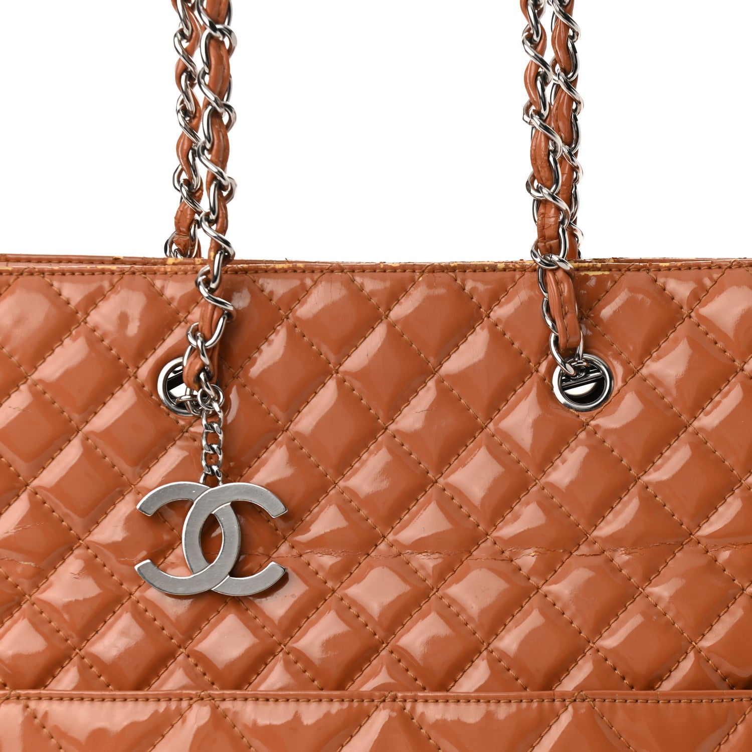 Chanel Vinyl Quilted In The Business North South Tote Orange 12 of 27