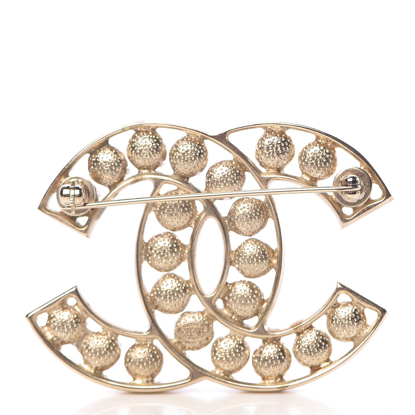 Pearl Crystal CC Brooch Gold Pearly White
