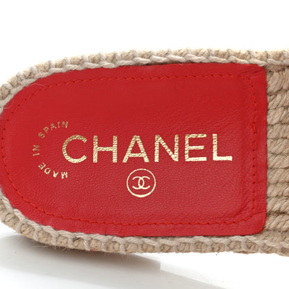 Chanel Lambskin Quilted CC Espadrille Slip On Sandals 39 Red 6 of 10