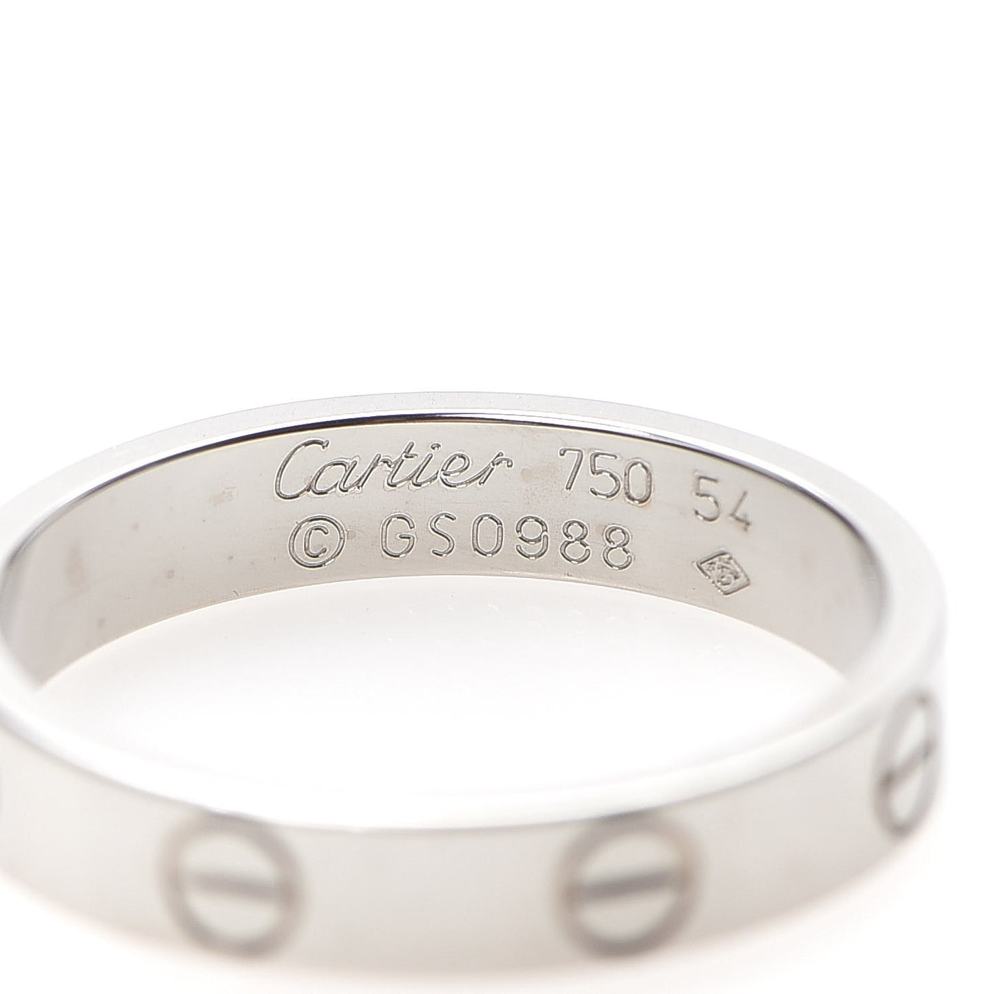 18K White Gold 3.5mm LOVE Wedding Band Ring 54 6.75