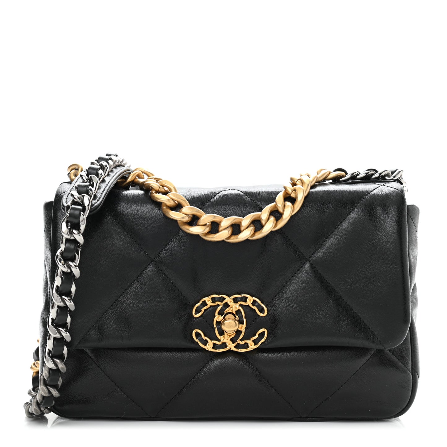 Goatskin Quilted Medium Chanel 19 Flap Black