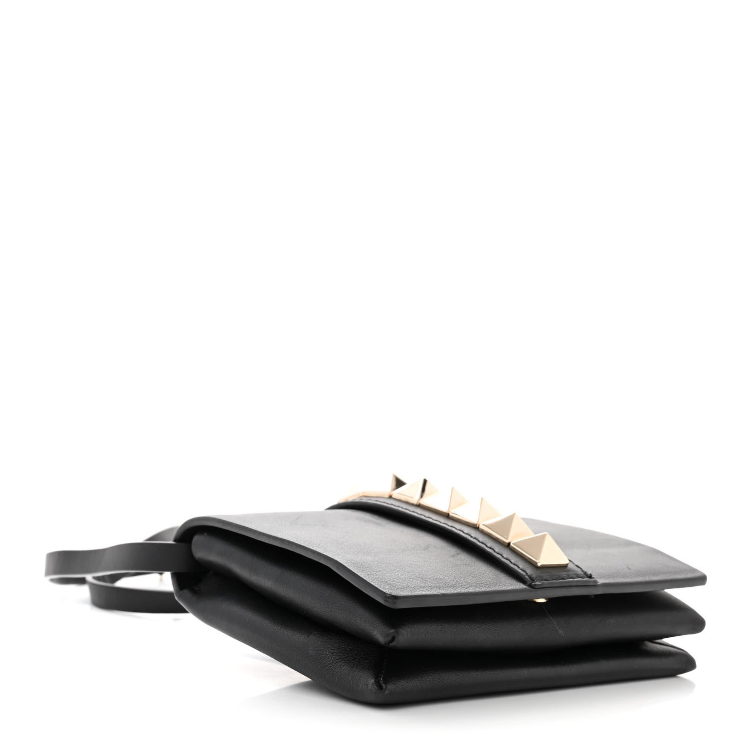 Valentino Garavani Vitello Rockstud Flap Wallet On Strap Black 4 of 14