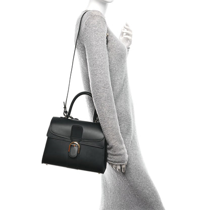Delvaux Box Calfskin MM Brillant Pocket Satchel Black Red 2 of 12