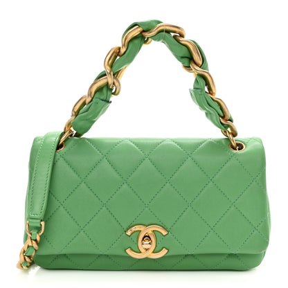 Chanel Shiny Lambskin Chain Is More Flap Green 1 of 8