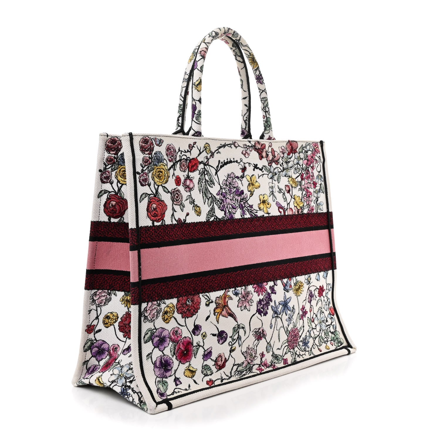 Christian Dior Canvas Embroidered Large Florilegio Book Tote White Multicolor 3 of 11