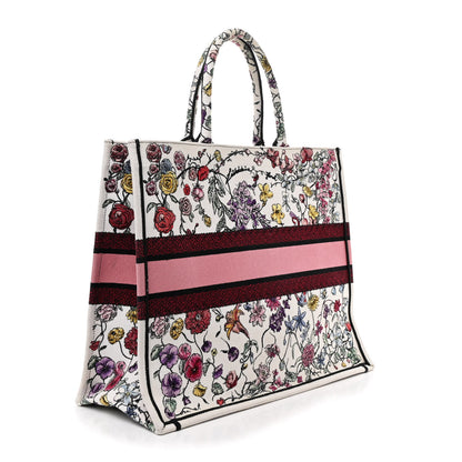 Christian Dior Canvas Embroidered Large Florilegio Book Tote White Multicolor 3 of 11