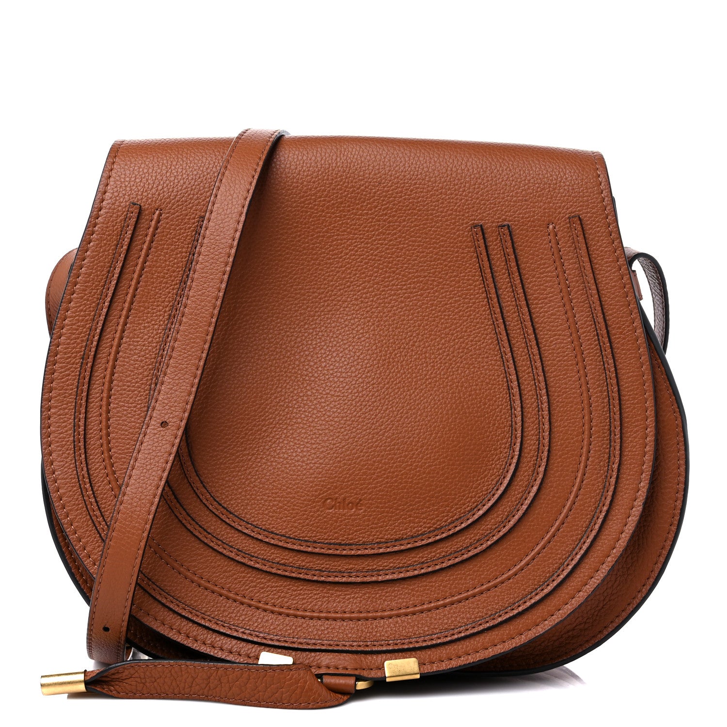 Chloe Calfskin Medium Marcie Round Crossbody Bag Tan 1 of 10