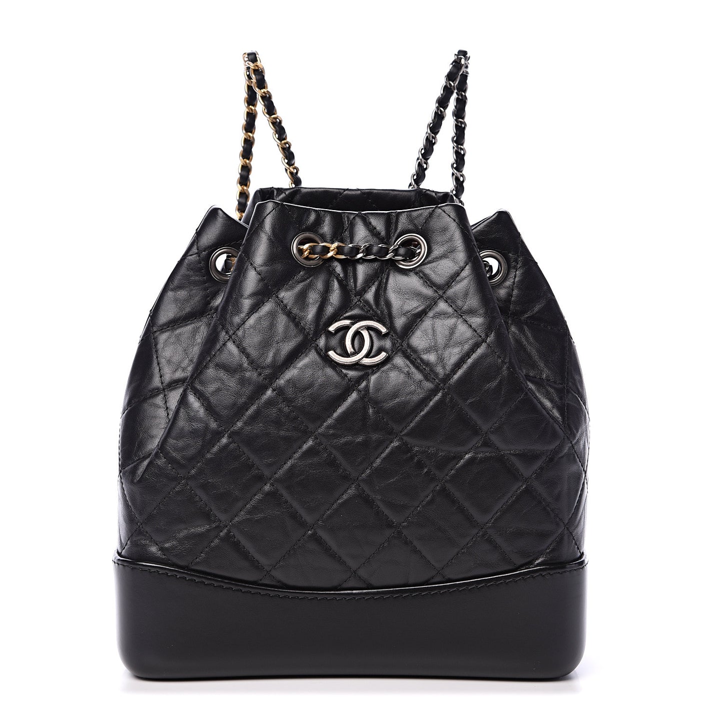 Aged Calfskin Quilted Small Gabrielle Backpack Black