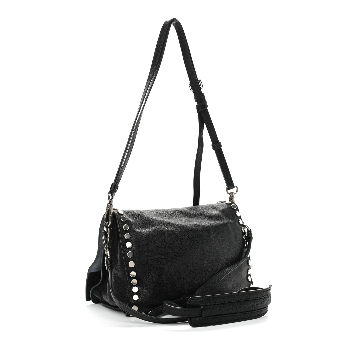 Glace Calfskin Studded Etiquette Flap Black