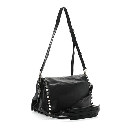 Prada Glace Calfskin Studded Etiquette Flap Black 3 of 16