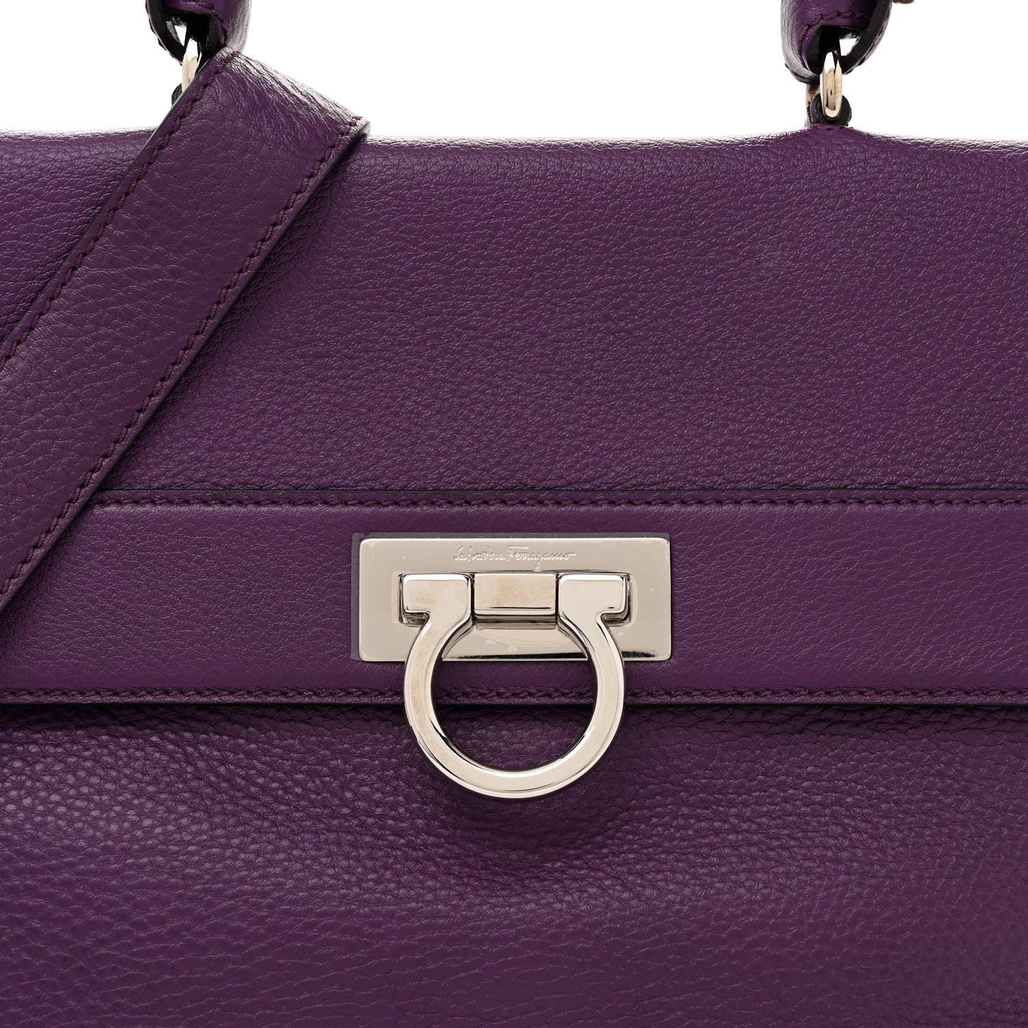 Salvatore Ferragamo Grained Calfskin Sofia Satchel Mirtillo 7 of 12