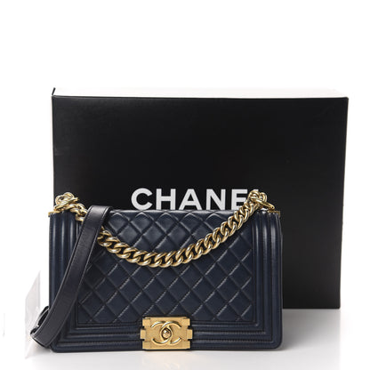 Chanel Lambskin Quilted Medium Boy Flap Dark Navy 14 of 14