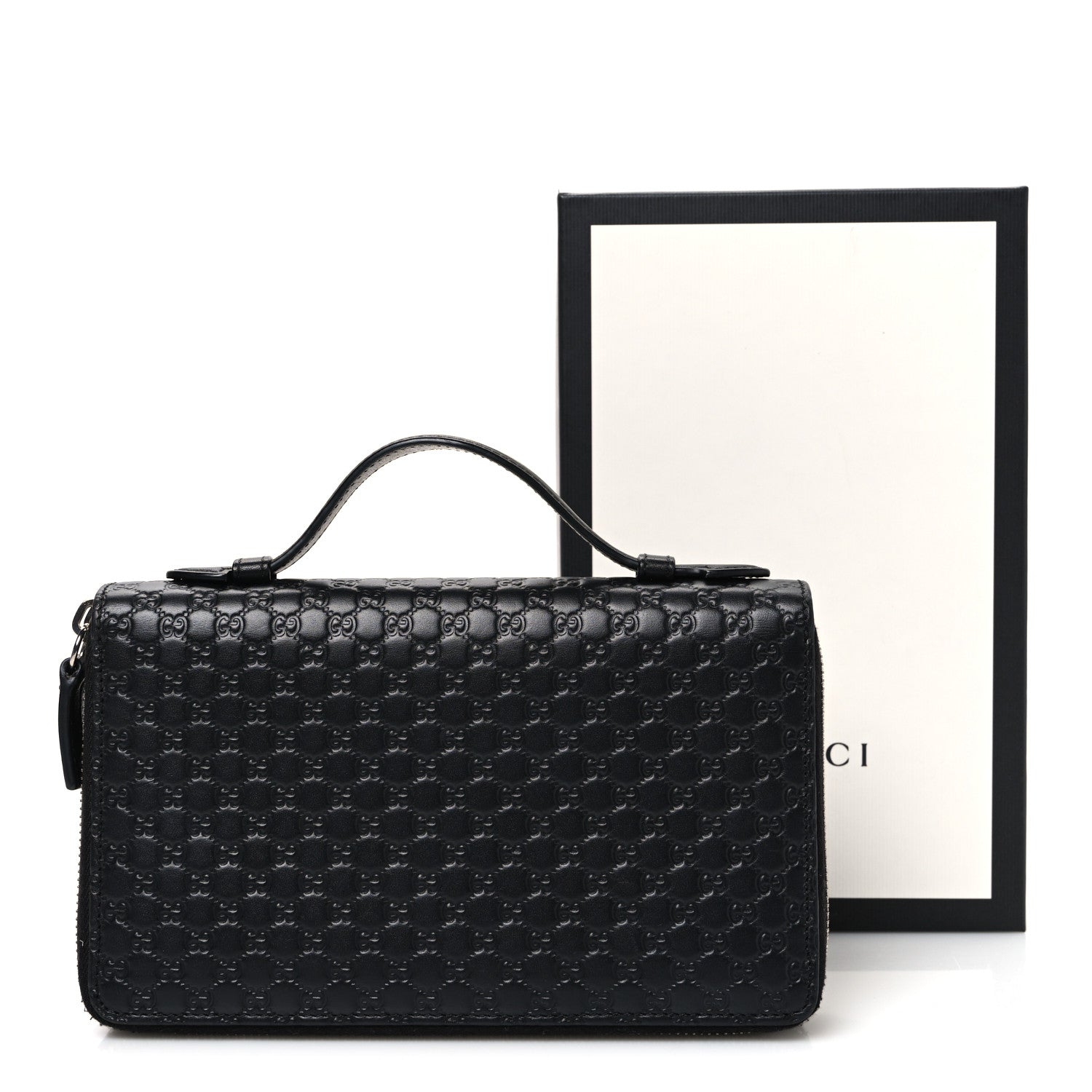 Gucci Microguccissima Zip Around Top Handle Travel Wallet Black 9 of 9