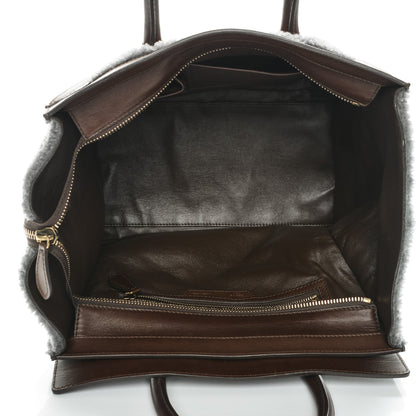 Celine Smooth Calfskin Shearling Mini Luggage Grey 5 of 6