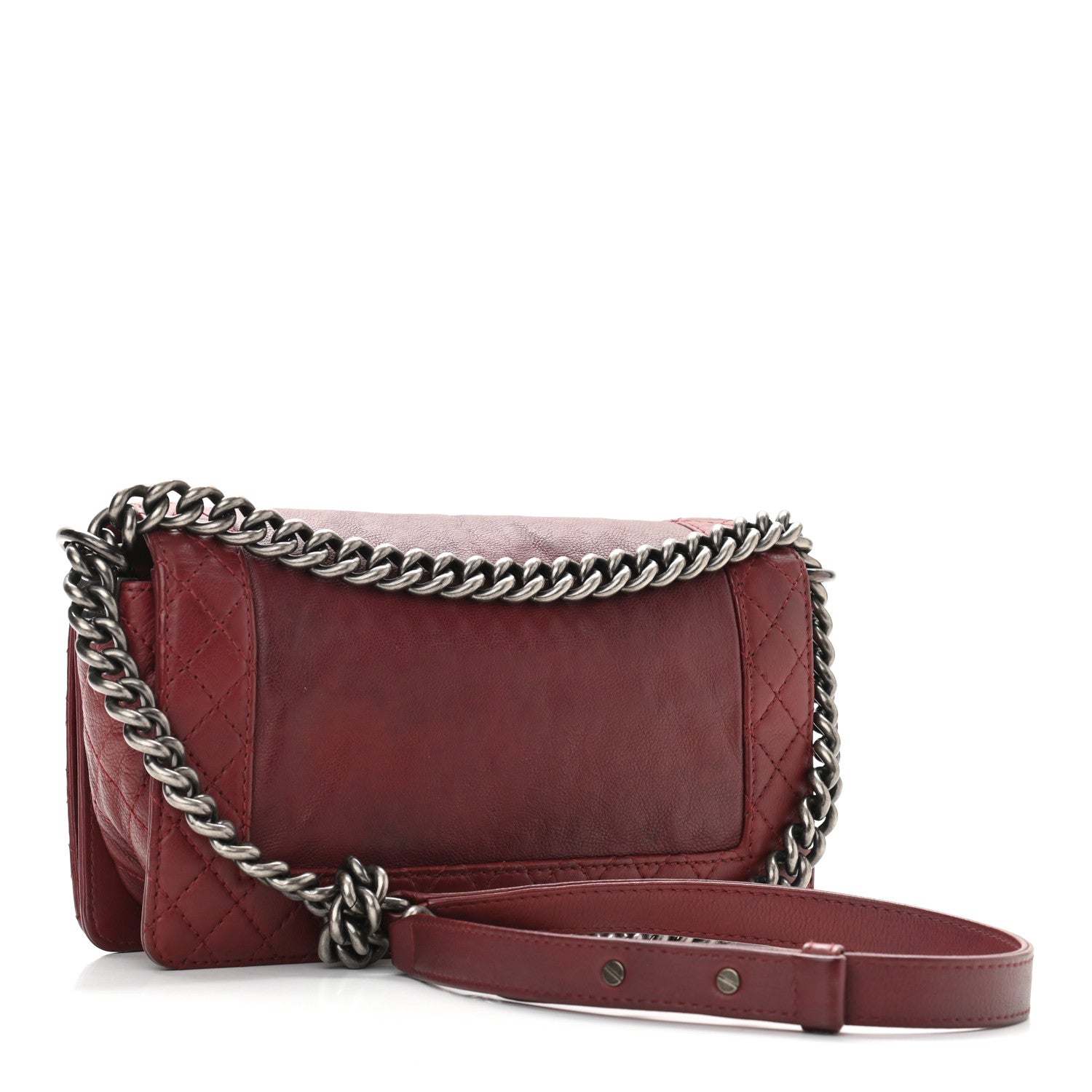 Chanel Calfskin Medium Boy Reverso Flap Burgundy 3 of 12