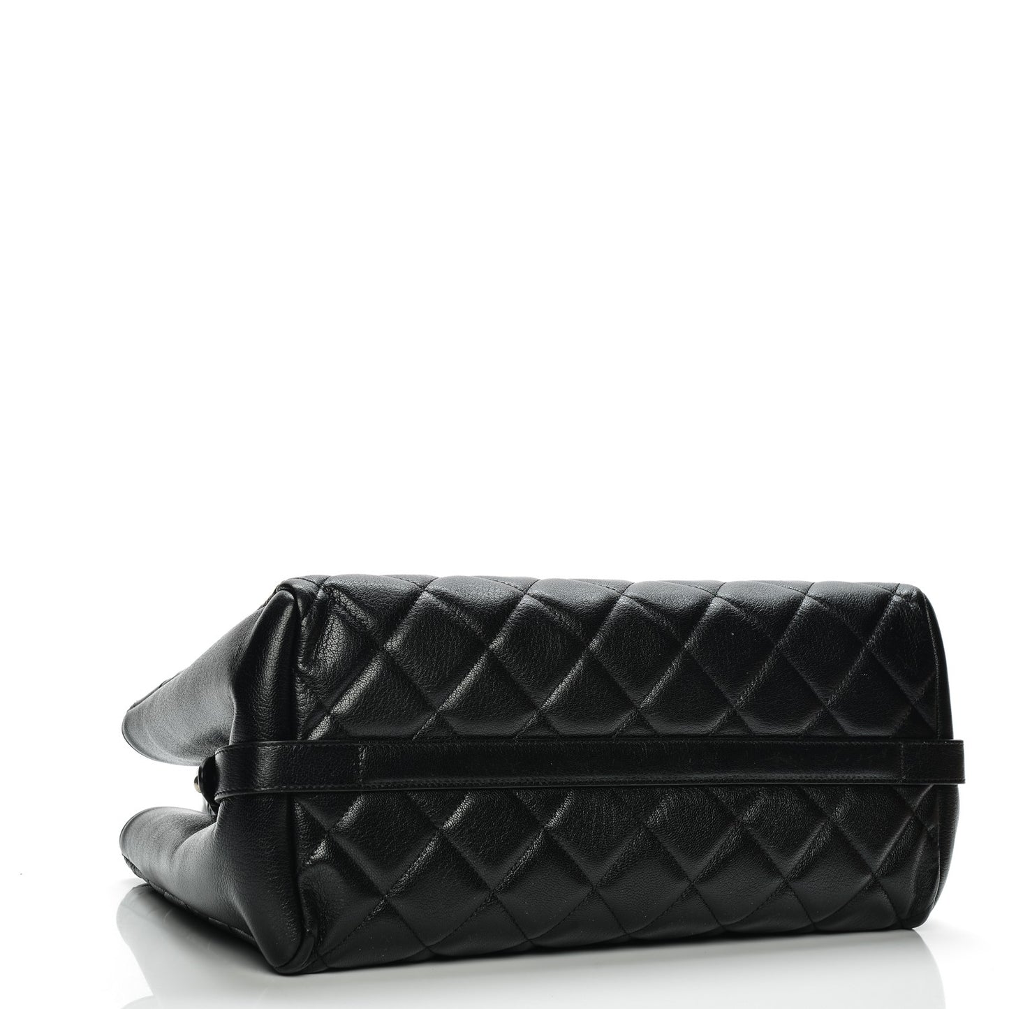 Metallic Goatskin Quilted Large City Rock Shopping Bag Black