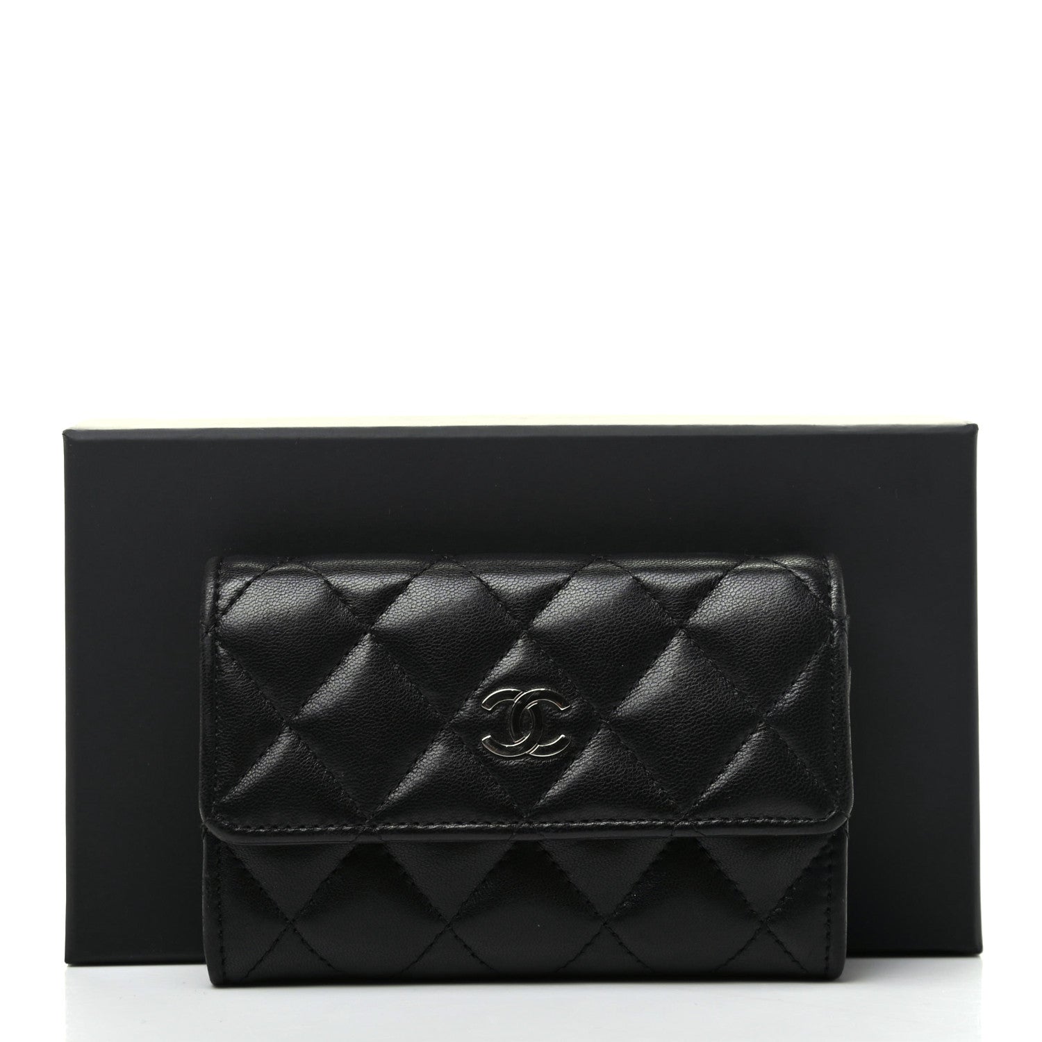 Chanel Lambskin Quilted Flap Card Holder Black 9 of 9