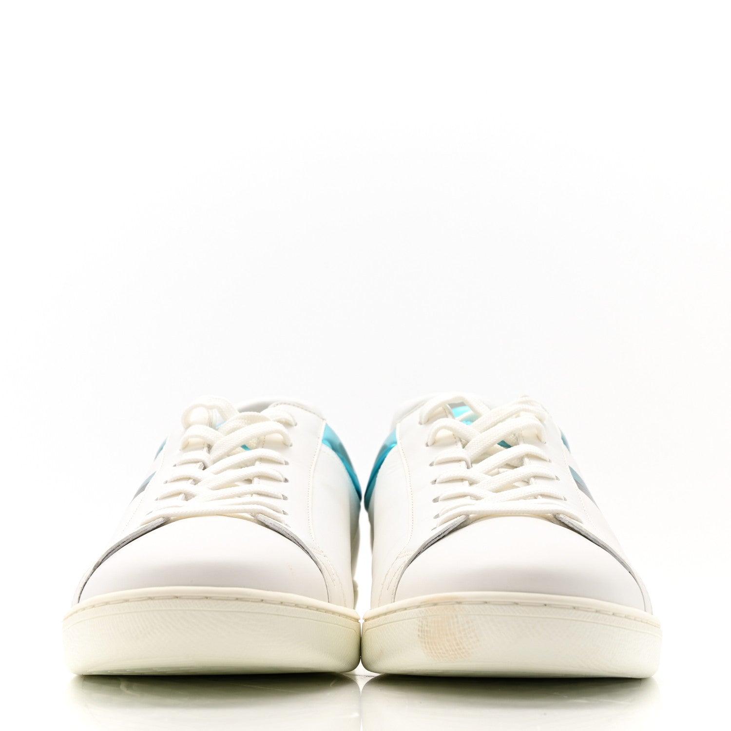 Louis Vuitton Calfskin Mens Luxembourg Sneakers 9.5 White Bleu 3 of 10