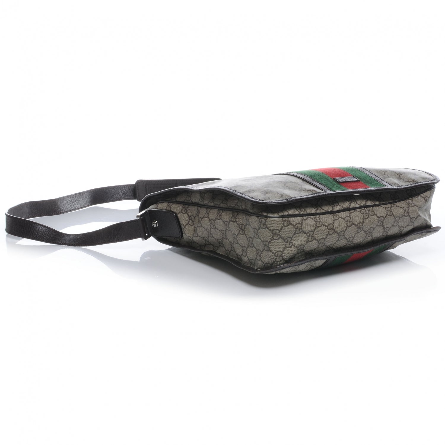 Gucci GG Plus Monogram Web Large Flap Messenger Bag Beige Dark Brown 4 of 7