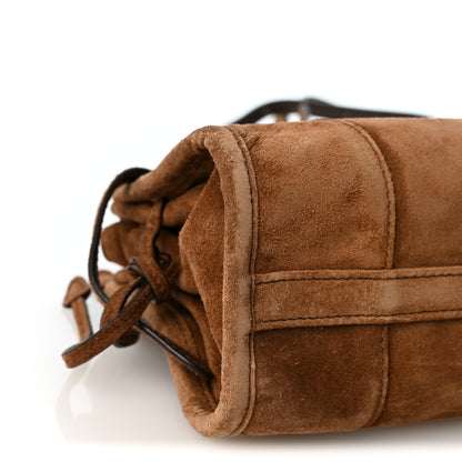 Prada Suede Triangle Mini Bonnie Shoulder Bag Cacao 8 of 9