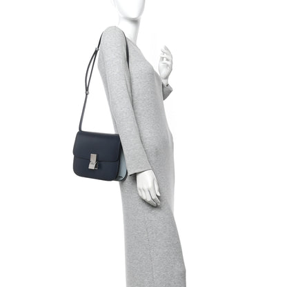 Celine Box Calfskin Medium Classic Box Flap Bag Navy Light Blue 2 of 11
